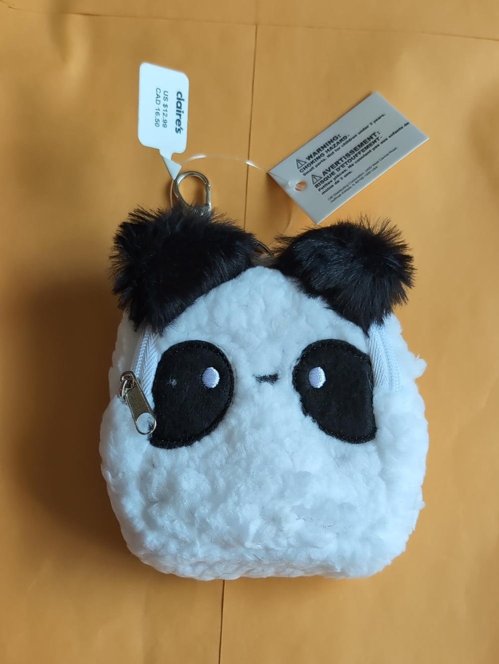Claire's Black & White Plush Panda Keyring Coin Pouch